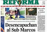 La prima pagina del quotidiano Reforma.