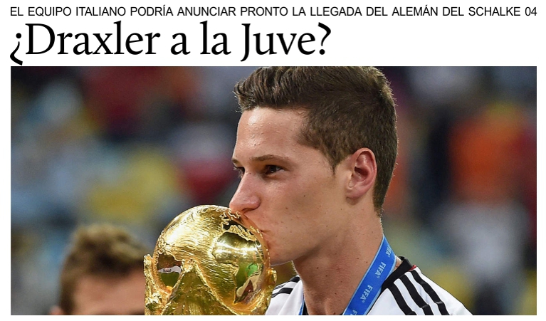No se detienen los fichajes en Italia: Draxler se acerca a Juventus.