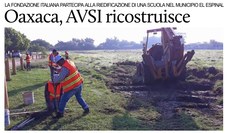 Oaxaca: la fondazione italiana AVSI partecipa alla ricostruzione.