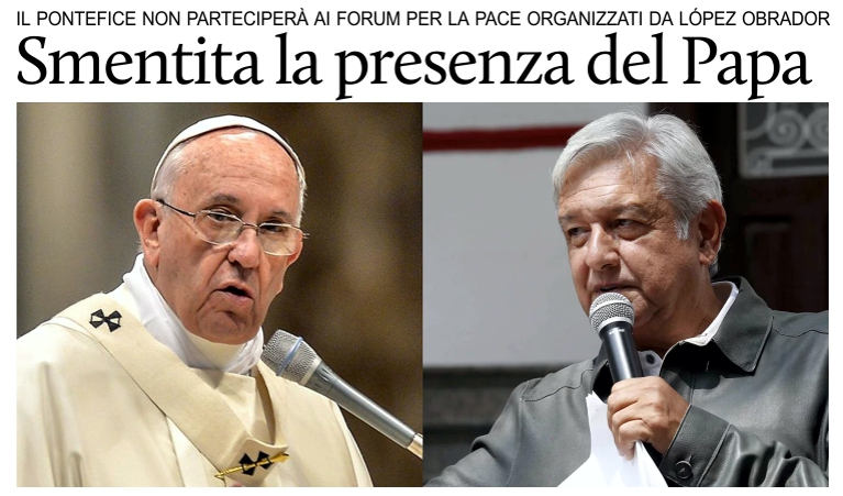 Il Vaticano smentisce la partecipazione del Papa ai forum per la pace in Messico.