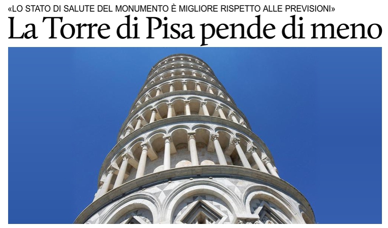 La Torre di Pisa pende di meno.