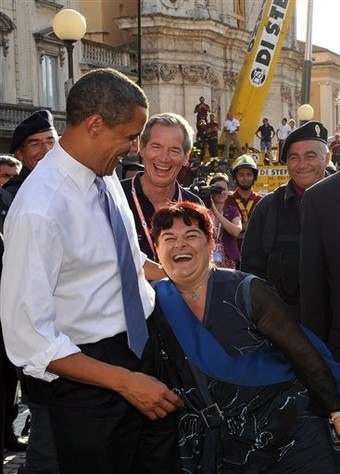 Stefania Pezzopane e Barack Obama. 