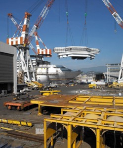 Una delle aree produttive di Fincantieri.