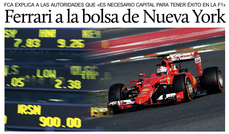 Ferrari en la bolsa de NY: �Se requiere capital para ganar en la F1�.
