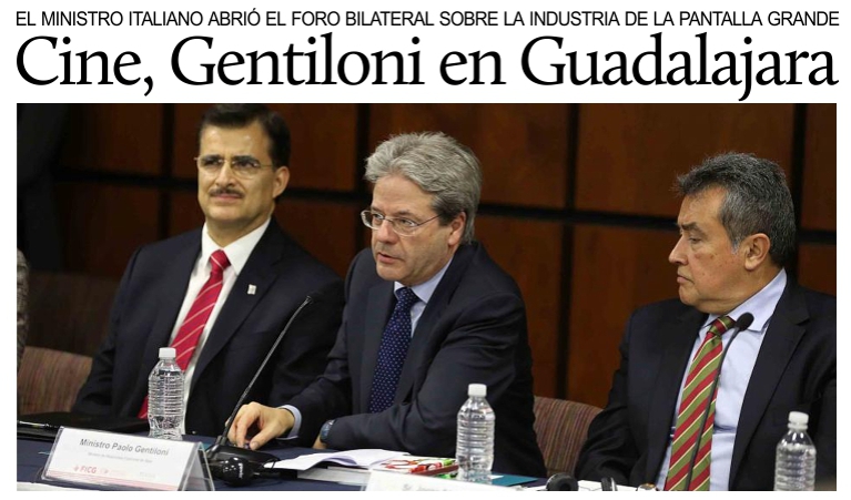 Cine, el canciller italiano Paolo Gentiloni en el Festival Internacional de Guadalajara.