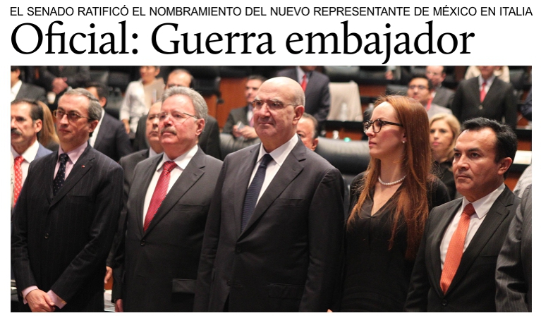 Juan Jos� Guerra es oficialmente el nuevo embajador de M�xico en Italia.