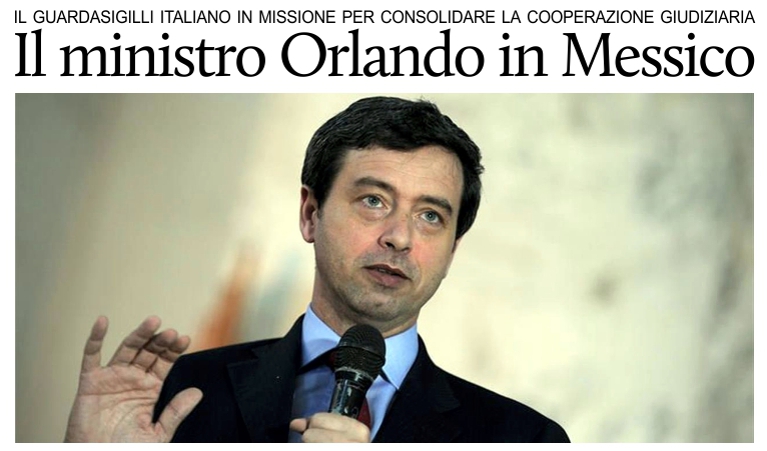 Il ministro della Giustizia italiano Andrea Orlando in Messico.