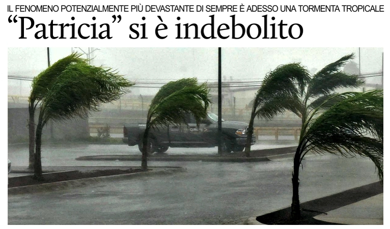 L'uragano �Patricia� � stato declassato a tempesta tropicale.