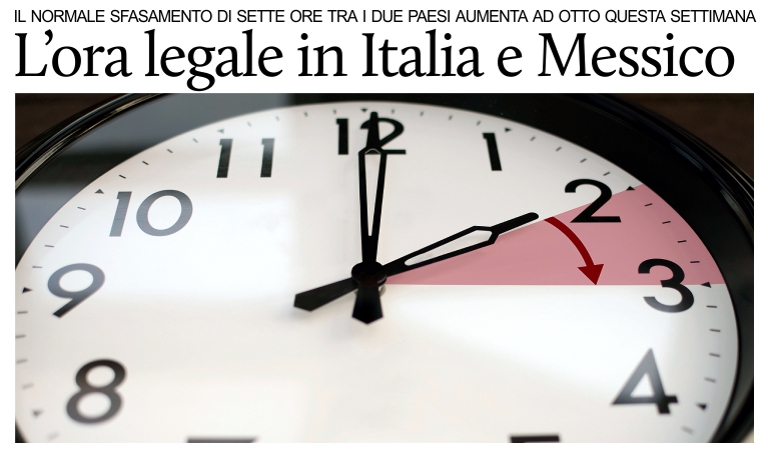 Gli orari in Italia e in Messico.