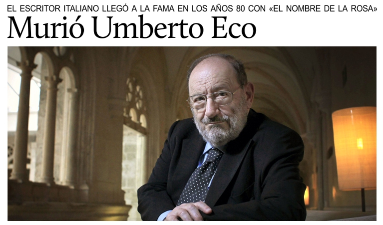 Muri� el escritor italiano Umberto Eco. Luto en el mundo de la literatura.