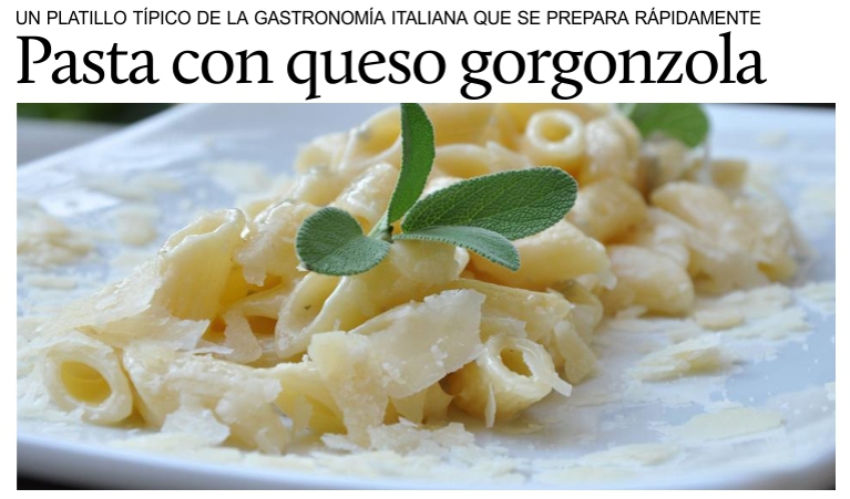 Pasta con queso gorgonzola.