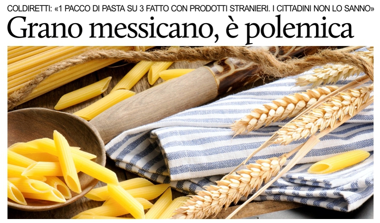 Coldiretti, polemica sull'uso del grano messicano nella produzione delle paste.