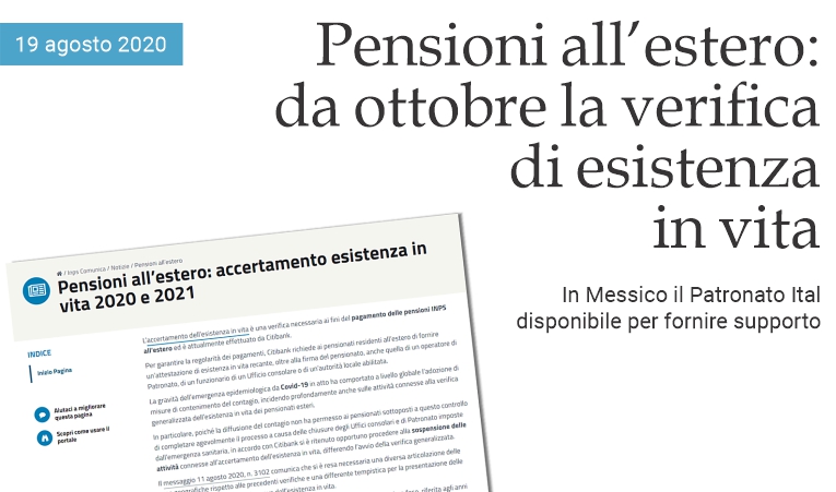 Pensioni all'estero, esistenza in vita