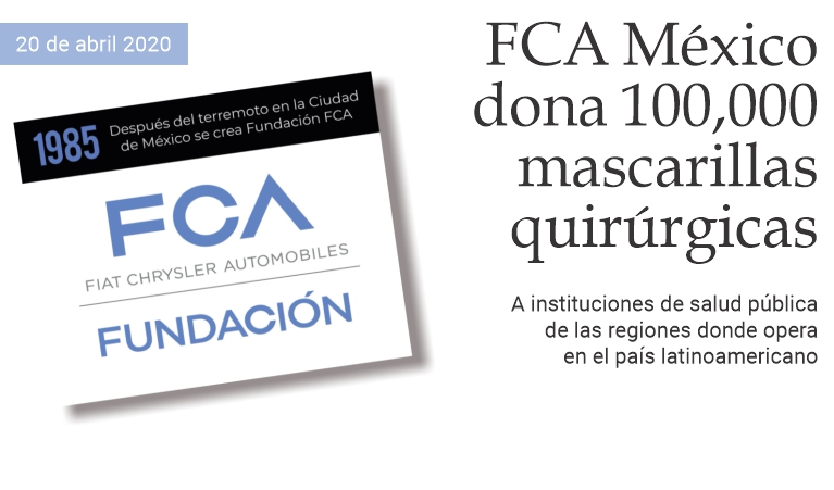 FCA M�xico dona 100,000 mascarillas quir�rgicas