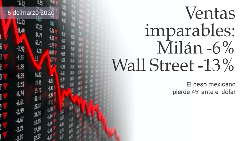 Ventas imparables: Mil�n -6%, Wall Street -13%