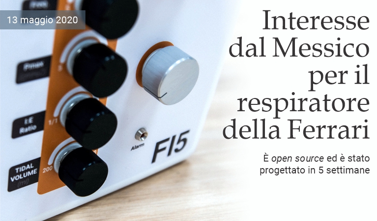 Interesse dal Messico per il respiratore della Ferrari