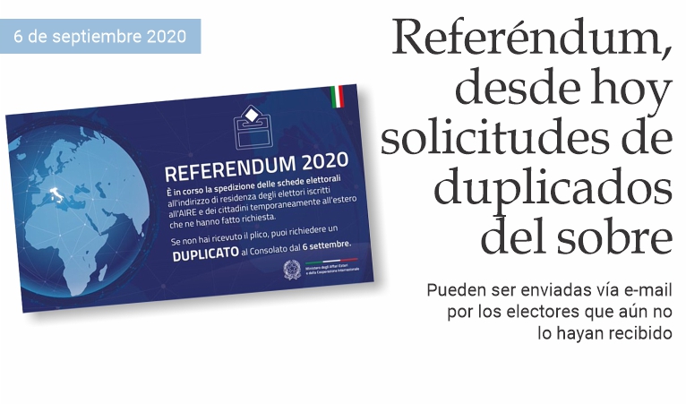Refer�ndum, desde hoy solicitudes de duplicados del sobre