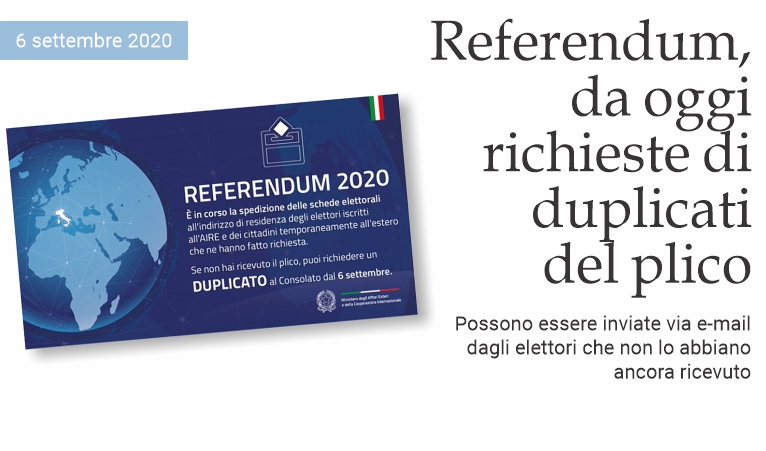 Referendum, da oggi richieste di duplicati del plico